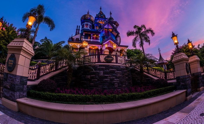 Mystic Manor at Hong Kong Disneyland at Dusk