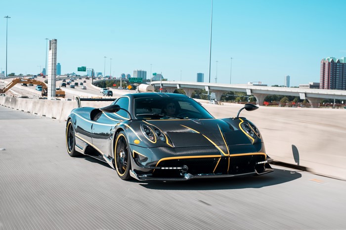 Pagani Huayra BC driving on a highway