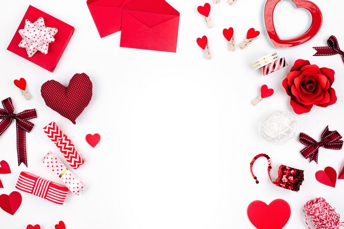 Valentine's Day Decorations with Hearts and Ribbons