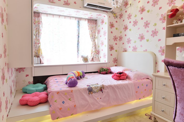 Children's room interior design with a bed and window