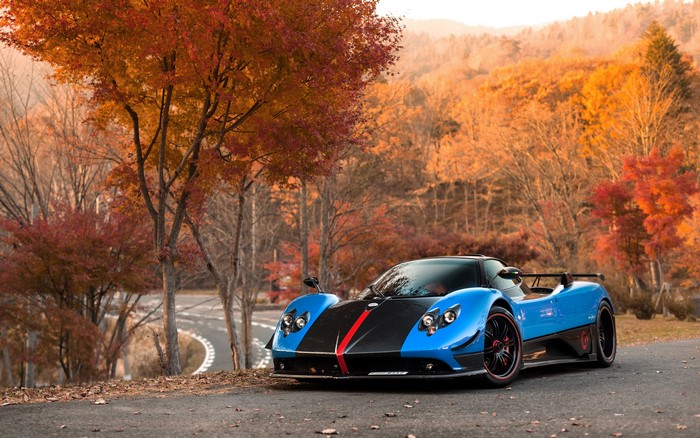 Pagani Zonda Cinque Roadster in Autumn Landscape