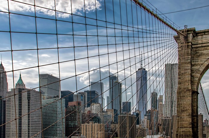 Brooklyn Bridge with New York City Skyline