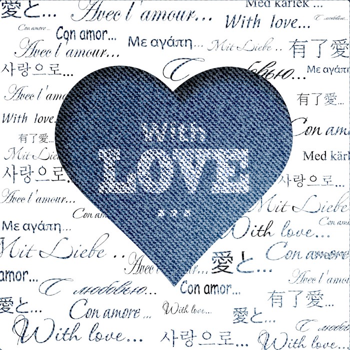 Heart with "With Love" in multiple languages
