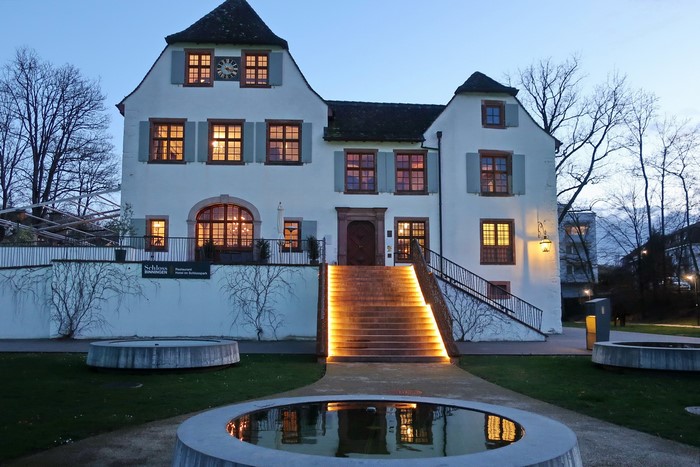 Schloss Binningen in Basel, Switzerland at dusk