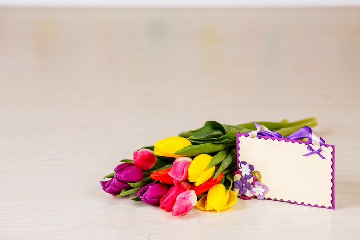 Bouquet of Tulips with Greeting Card