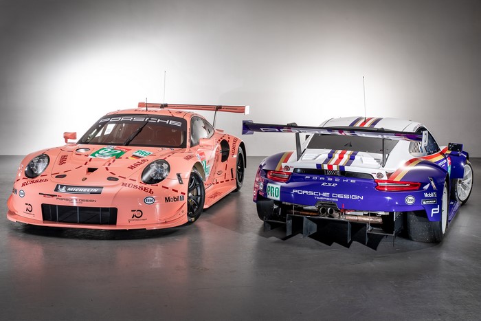 Two Porsche 911 RSR race cars