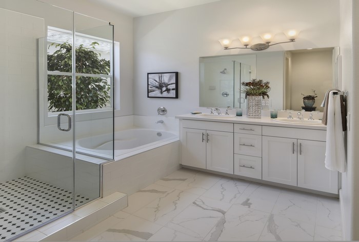 Modern Bathroom with Bathtub and Double Vanity