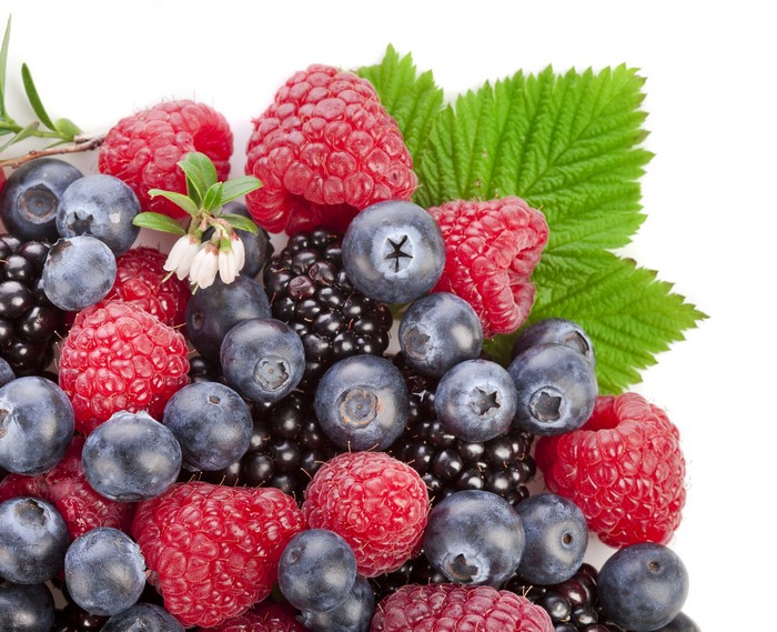 4K Close-up of Mixed Berries on White Background