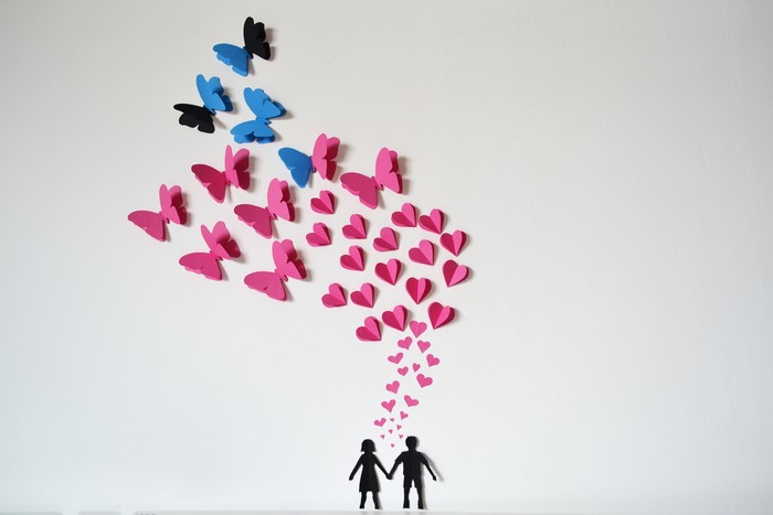 Paper Butterflies and Hearts Decoration
