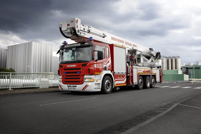 Scania fire engine truck with ladder