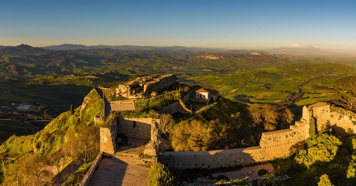 Castles Ruins in Enna, Sicily, Italy