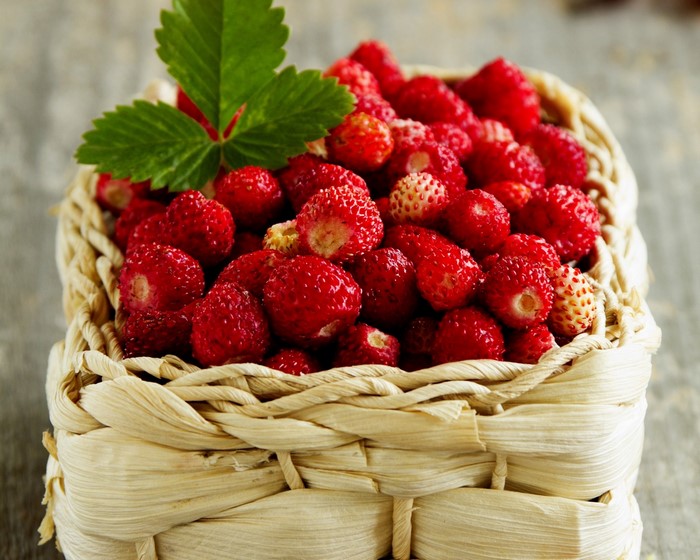 Wild Strawberries in a Wicker Basket