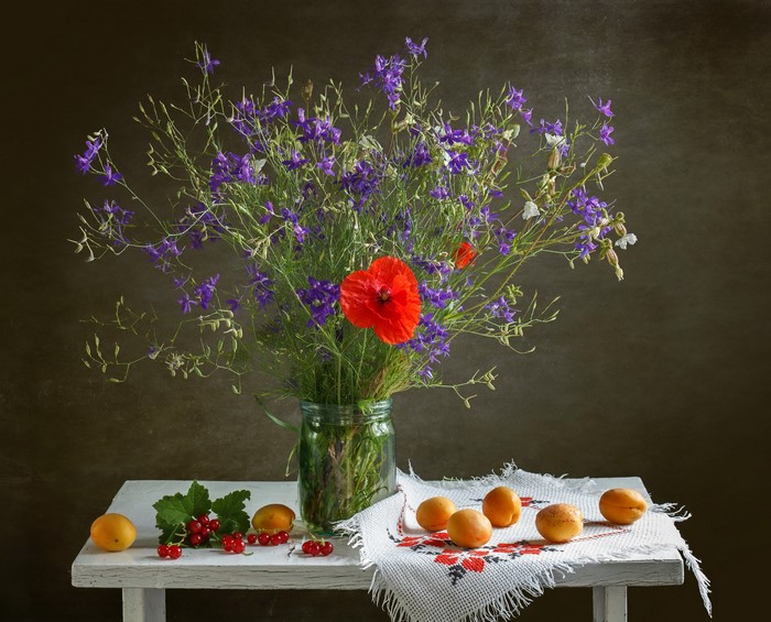 Still-life with Poppies, Apricots, and Currants