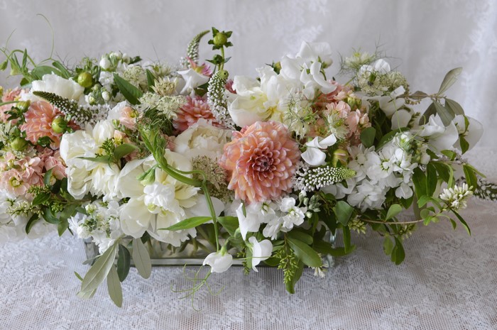 Bouquet of Dahlias, Matthiola, and Sweet Peas