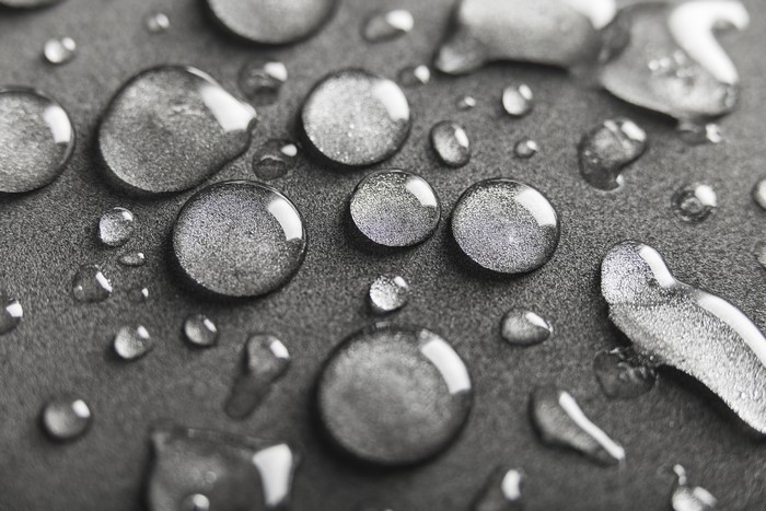 Black and white water drops closeup
