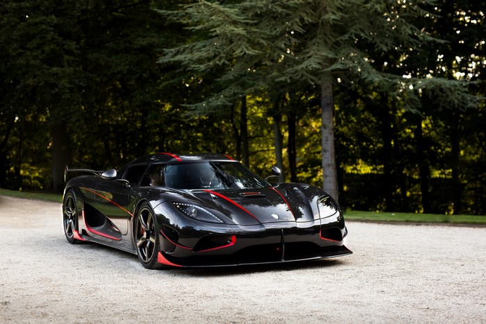 Black Koenigsegg Agera RS with red accents