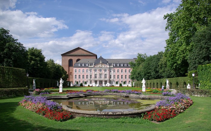 Kurfuerstliches Palais in Trier with Garden and Pond