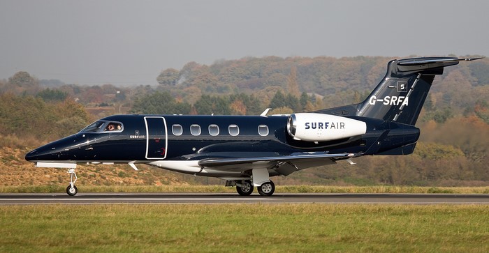 Surf Air G-SRFA Embraer Phenom 300 on tarmac