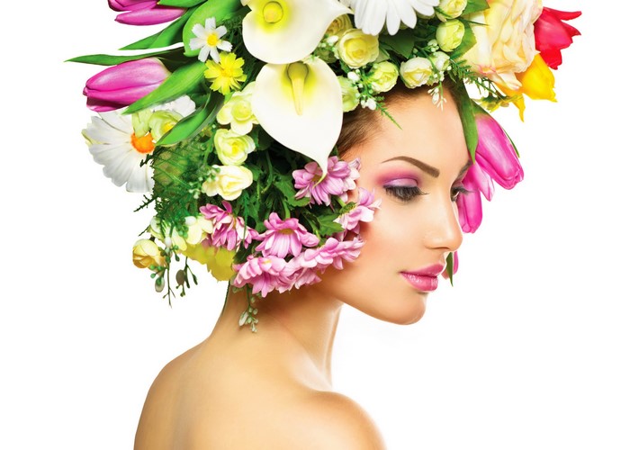 Woman with Flowers in Hair