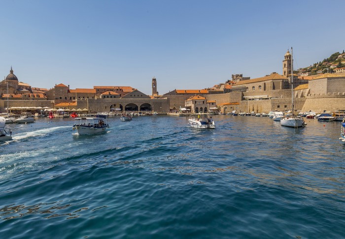 Boats in the harbor of Dubrovnik, Croatia