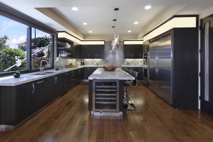 Modern Kitchen with Island and Large Window