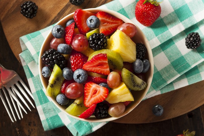 Fruit Salad with Strawberries, Blueberries, and Pineapple