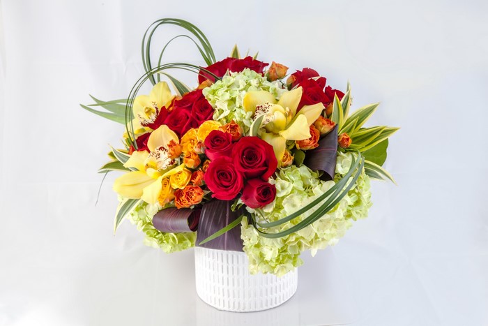 Bouquet of Roses, Orchids, and Hydrangeas