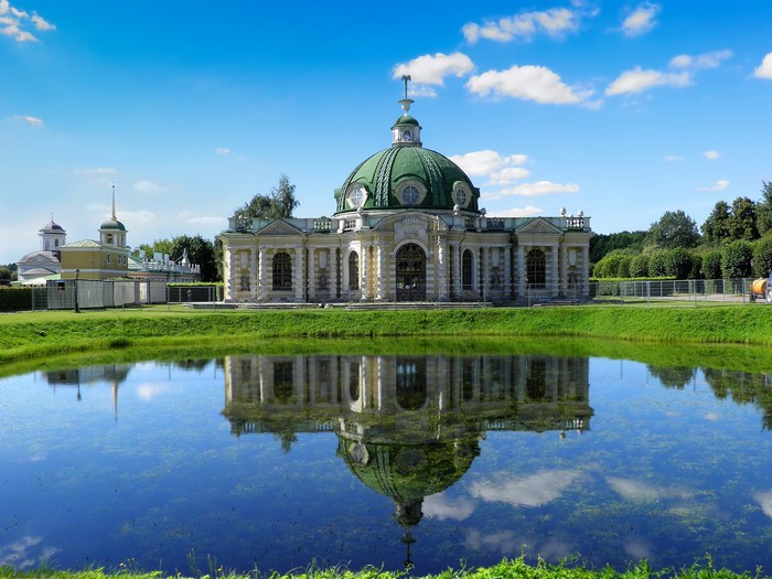 Kuskovo Estate with Pond and Reflection in Moscow
