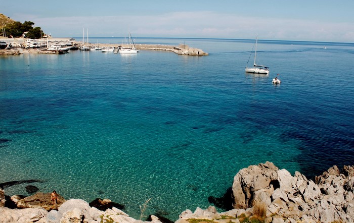 Capo Gallo Palermo Italy Coastline with Boats