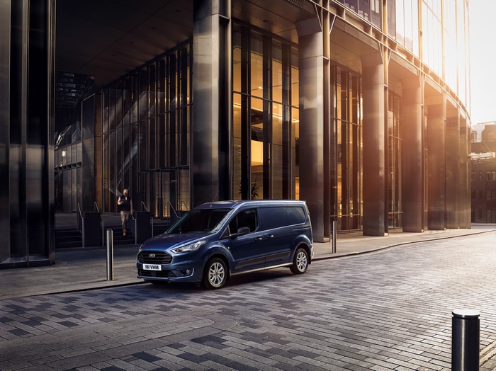 Blue Ford Transit Connect LWB Worldwide van
