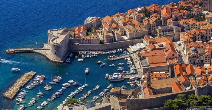 Dubrovnik, Croatia: Aerial View of Old Town and Harbor