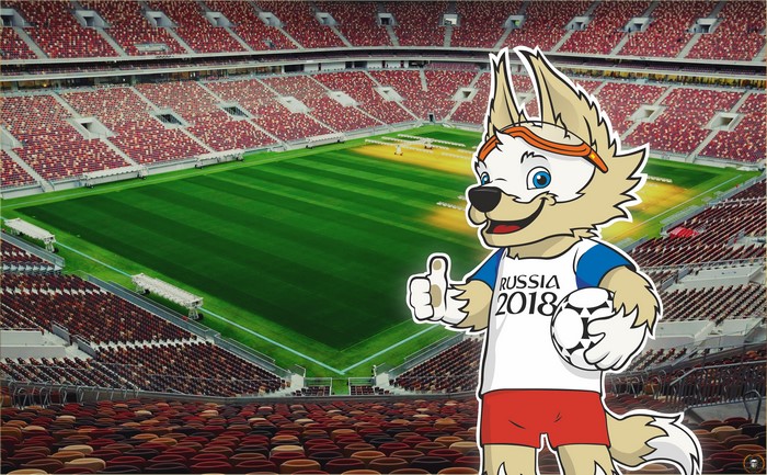 Zabivaka the Wolf Mascot from FIFA World Cup 2018 Stadium