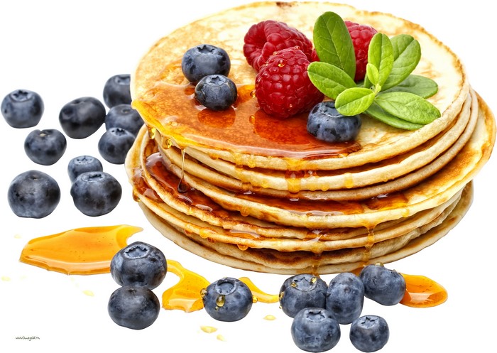 Pancakes with Blueberries and Raspberries