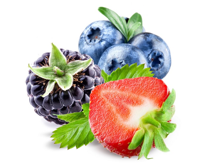 4K Blueberries, Strawberry, and Blackberry closeup