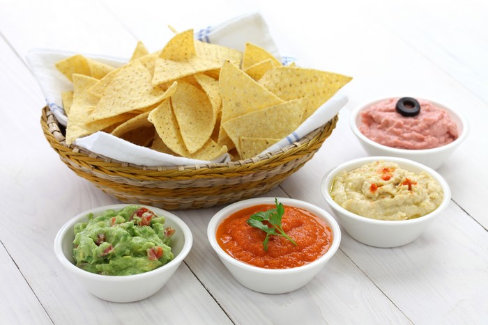 Tortilla chips with dips