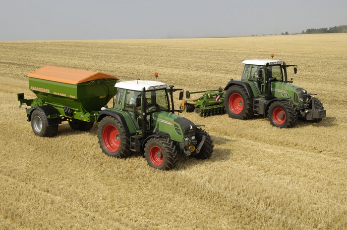 Two Fendt tractors working in a field