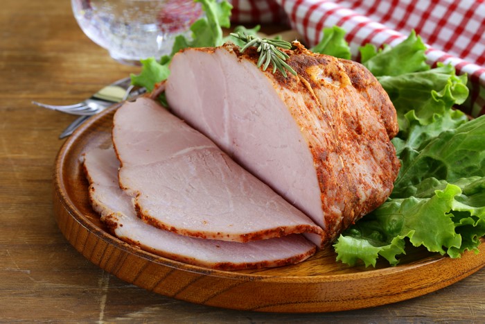 Sliced Ham with Rosemary and Lettuce