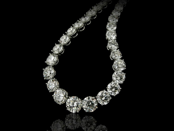 Diamond necklace on a black background