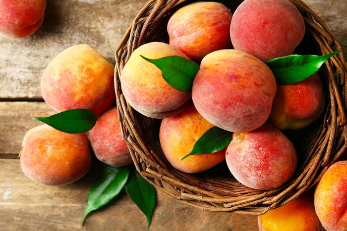 Peaches in a basket