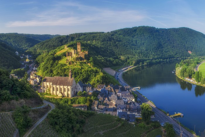 Beilstein, Germany village with castle ruins and river