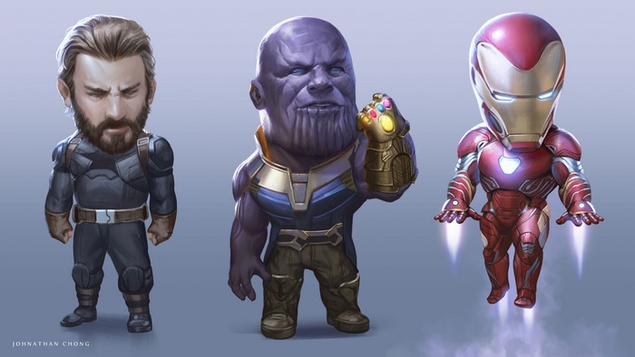 4K Thanos, Iron Man, and Captain America from Avengers: Infinity War