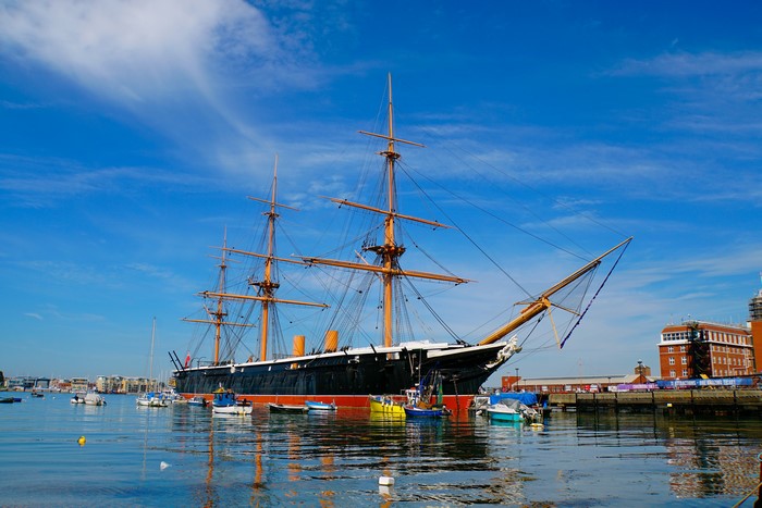 HMS Warrior ship in Portsmouth, England