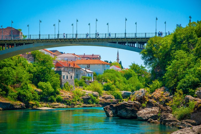 Bridge over Neretva River in Mostar, Bosnia and Herzegovina