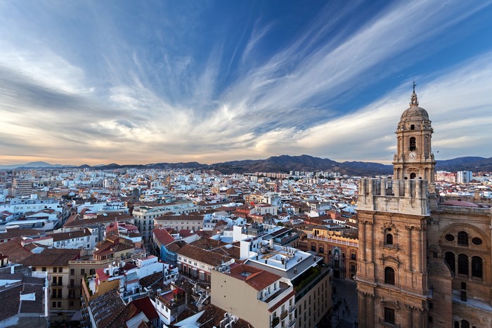 Malaga Cathedral and Cityscape, Spain