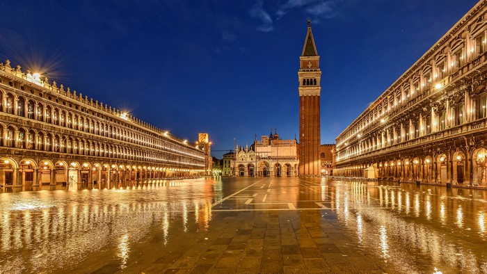 Piazza San Marco at Night, Venice, Italy