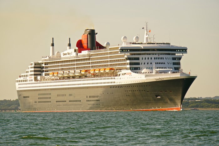 Queen Mary 2 cruise liner on the sea
