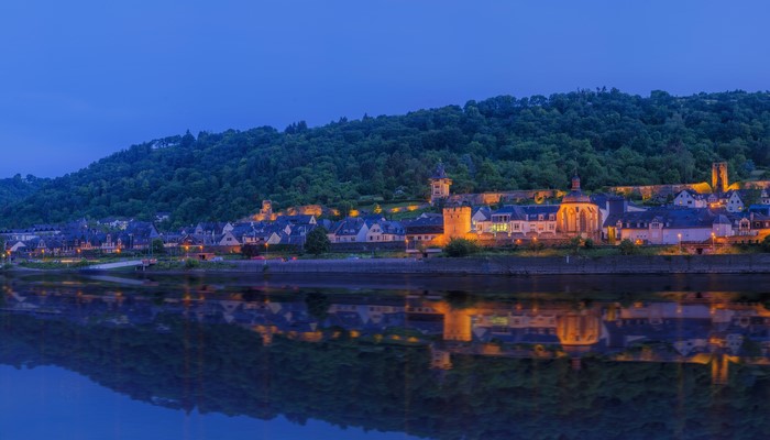 Oberwesel Germany Houses River Evening Forest