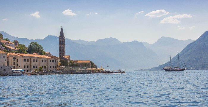 Perast, Montenegro with Mountains and Bay