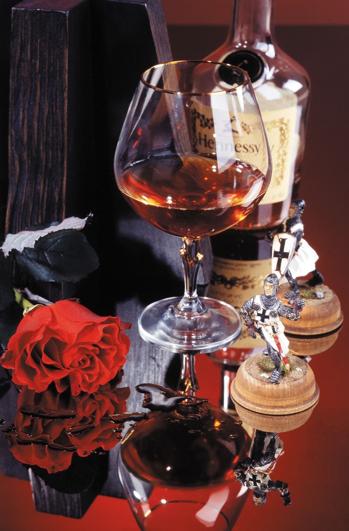 Hennessy Cognac with Rose and Knight Figurines