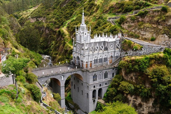 Las Lajas Sanctuary, Colombia, built over a river canyon